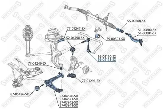 Stange/Strebe, Stabilisator Vorderachse rechts STELLOX 56-04111-SX Bild Stange/Strebe, Stabilisator Vorderachse rechts STELLOX 56-04111-SX
