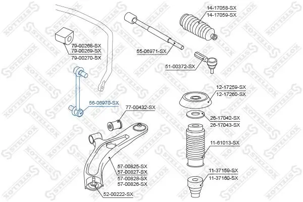 Stange/Strebe, Stabilisator Vorderachse links Vorderachse rechts STELLOX 56-06970-SX
