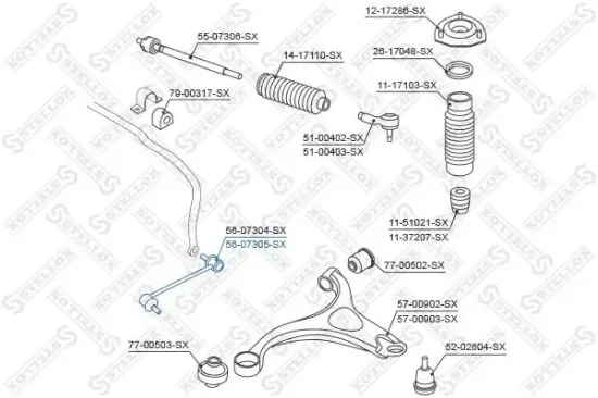 Stange/Strebe, Stabilisator Vorderachse rechts STELLOX 56-07305-SX Bild Stange/Strebe, Stabilisator Vorderachse rechts STELLOX 56-07305-SX