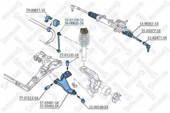 Stange/Strebe, Stabilisator Vorderachse links Vorderachse rechts STELLOX 56-07398-SX Bild Stange/Strebe, Stabilisator Vorderachse links Vorderachse rechts STELLOX 56-07398-SX