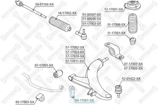 Stange/Strebe, Stabilisator Vorderachse links Vorderachse rechts STELLOX 56-17001-SX Bild Stange/Strebe, Stabilisator Vorderachse links Vorderachse rechts STELLOX 56-17001-SX