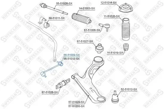 Stange/Strebe, Stabilisator Vorderachse links STELLOX 56-51009-SX Bild Stange/Strebe, Stabilisator Vorderachse links STELLOX 56-51009-SX