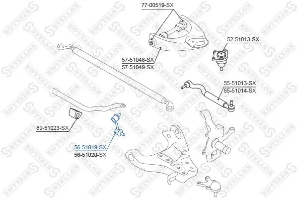 Stange/Strebe, Stabilisator Vorderachse links STELLOX 56-51019-SX