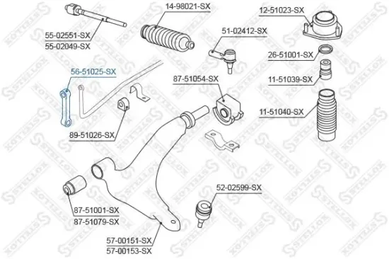 Stange/Strebe, Stabilisator Vorderachse rechts Vorderachse links STELLOX 56-51025-SX Bild Stange/Strebe, Stabilisator Vorderachse rechts Vorderachse links STELLOX 56-51025-SX
