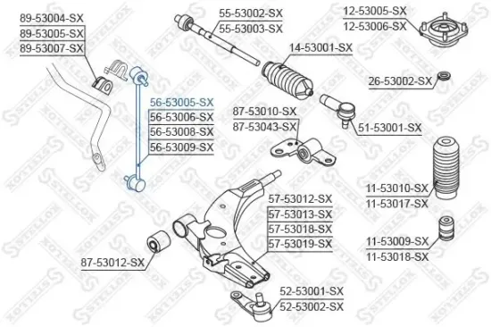 Stange/Strebe, Stabilisator Vorderachse rechts STELLOX 56-53005-SX Bild Stange/Strebe, Stabilisator Vorderachse rechts STELLOX 56-53005-SX