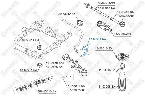 Stange/Strebe, Stabilisator Vorderachse links Vorderachse rechts STELLOX 56-53011-SX