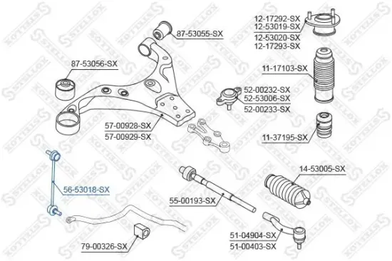 Stange/Strebe, Stabilisator Vorderachse links Vorderachse rechts STELLOX 56-53018-SX Bild Stange/Strebe, Stabilisator Vorderachse links Vorderachse rechts STELLOX 56-53018-SX