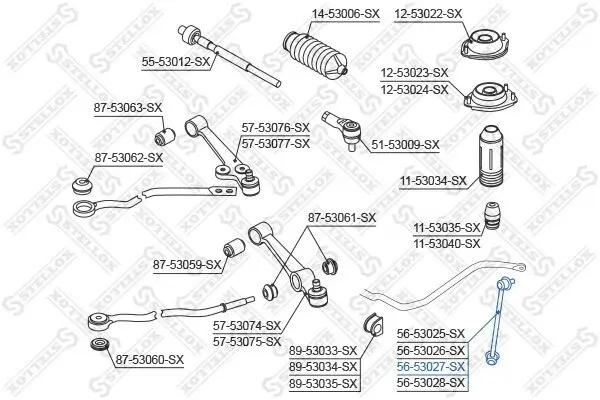 Stange/Strebe, Stabilisator Vorderachse links STELLOX 56-53027-SX