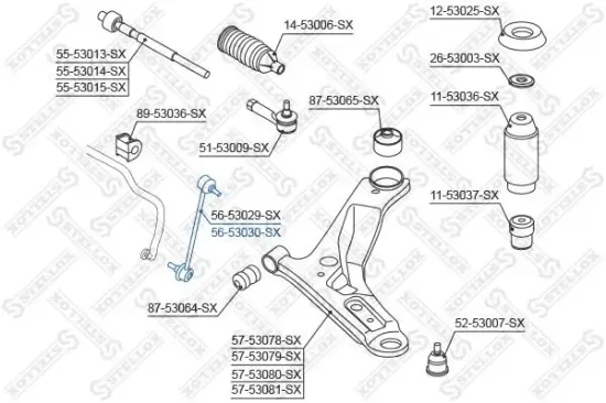 Stange/Strebe, Stabilisator Vorderachse rechts STELLOX 56-53030-SX Bild Stange/Strebe, Stabilisator Vorderachse rechts STELLOX 56-53030-SX