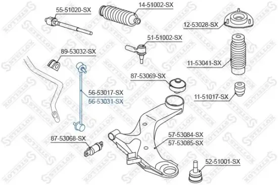 Stange/Strebe, Stabilisator Vorderachse rechts STELLOX 56-53031-SX Bild Stange/Strebe, Stabilisator Vorderachse rechts STELLOX 56-53031-SX