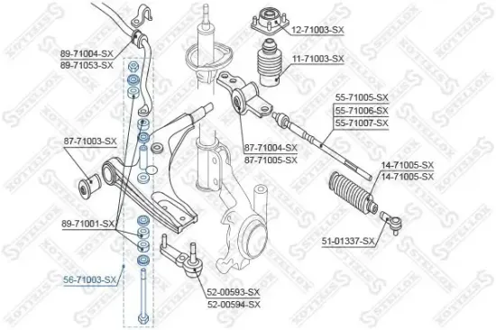 Stange/Strebe, Stabilisator Vorderachse links Vorderachse rechts STELLOX 56-71003-SX Bild Stange/Strebe, Stabilisator Vorderachse links Vorderachse rechts STELLOX 56-71003-SX