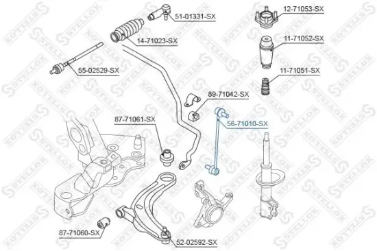 Stange/Strebe, Stabilisator Vorderachse links Vorderachse rechts STELLOX 56-71010-SX Bild Stange/Strebe, Stabilisator Vorderachse links Vorderachse rechts STELLOX 56-71010-SX