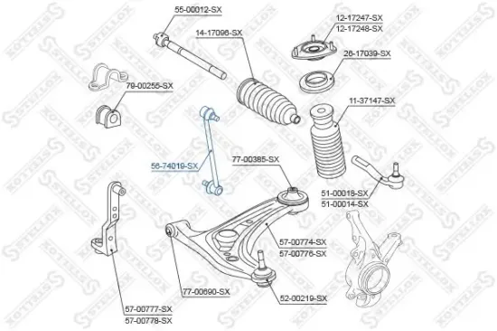 Stange/Strebe, Stabilisator Vorderachse links Vorderachse rechts STELLOX 56-74019-SX Bild Stange/Strebe, Stabilisator Vorderachse links Vorderachse rechts STELLOX 56-74019-SX