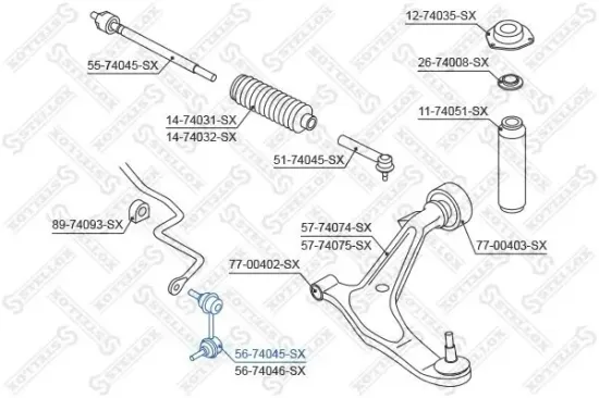 Stange/Strebe, Stabilisator Vorderachse rechts STELLOX 56-74045-SX Bild Stange/Strebe, Stabilisator Vorderachse rechts STELLOX 56-74045-SX