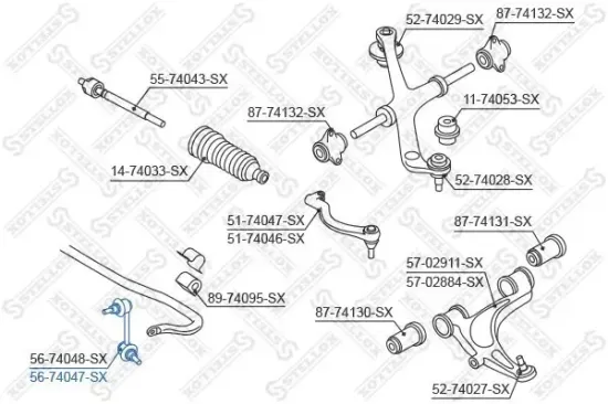 Stange/Strebe, Stabilisator Vorderachse rechts STELLOX 56-74047-SX Bild Stange/Strebe, Stabilisator Vorderachse rechts STELLOX 56-74047-SX