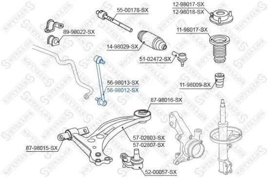 Stange/Strebe, Stabilisator Vorderachse rechts STELLOX 56-98012-SX Bild Stange/Strebe, Stabilisator Vorderachse rechts STELLOX 56-98012-SX