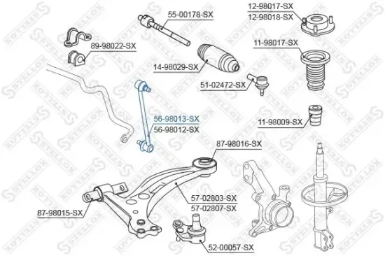 Stange/Strebe, Stabilisator Vorderachse links STELLOX 56-98013-SX Bild Stange/Strebe, Stabilisator Vorderachse links STELLOX 56-98013-SX