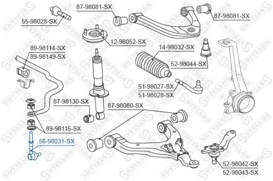 Stange/Strebe, Stabilisator Vorderachse links Vorderachse rechts STELLOX 56-98031-SX Bild Stange/Strebe, Stabilisator Vorderachse links Vorderachse rechts STELLOX 56-98031-SX