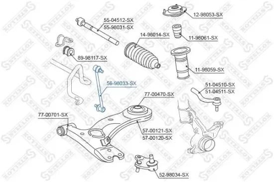 Stange/Strebe, Stabilisator Vorderachse links Vorderachse rechts STELLOX 56-98033-SX Bild Stange/Strebe, Stabilisator Vorderachse links Vorderachse rechts STELLOX 56-98033-SX