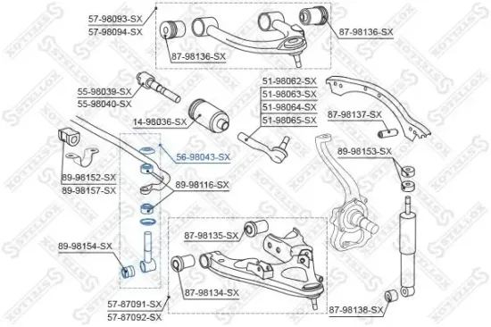 Stange/Strebe, Stabilisator Vorderachse links Vorderachse rechts STELLOX 56-98043-SX Bild Stange/Strebe, Stabilisator Vorderachse links Vorderachse rechts STELLOX 56-98043-SX