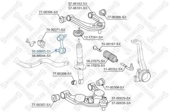 Stange/Strebe, Stabilisator Vorderachse links STELLOX 56-98045-SX Bild Stange/Strebe, Stabilisator Vorderachse links STELLOX 56-98045-SX