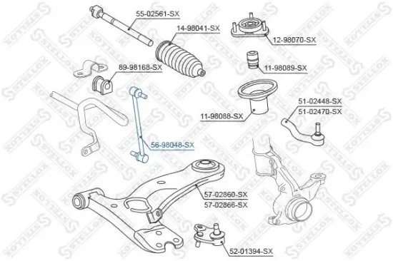 Stange/Strebe, Stabilisator Vorderachse links Vorderachse rechts STELLOX 56-98048-SX Bild Stange/Strebe, Stabilisator Vorderachse links Vorderachse rechts STELLOX 56-98048-SX