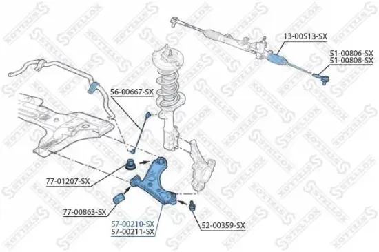 Lenker, Radaufhängung Vorderachse links unten STELLOX 57-00210-SX Bild Lenker, Radaufhängung Vorderachse links unten STELLOX 57-00210-SX