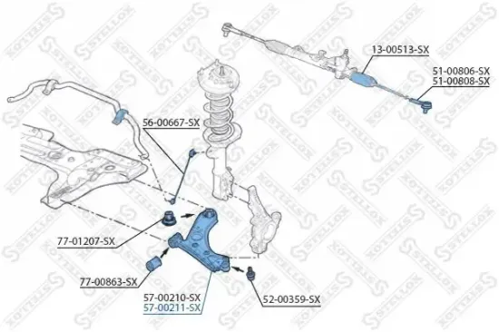 Lenker, Radaufhängung unten Vorderachse rechts STELLOX 57-00211-SX Bild Lenker, Radaufhängung unten Vorderachse rechts STELLOX 57-00211-SX