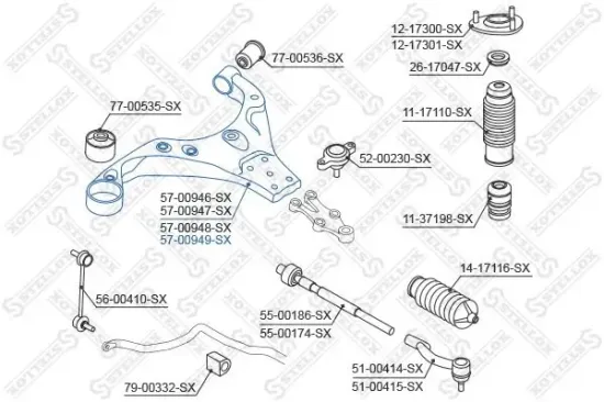 Lenker, Radaufhängung Vorderachse rechts STELLOX 57-00949-SX Bild Lenker, Radaufhängung Vorderachse rechts STELLOX 57-00949-SX