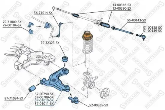 Lenker, Radaufhängung Vorderachse links unten STELLOX 57-01010-SX Bild Lenker, Radaufhängung Vorderachse links unten STELLOX 57-01010-SX