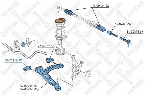 Lagerung, Lenker vorne Vorderachse links Vorderachse rechts STELLOX 57-03118-SX