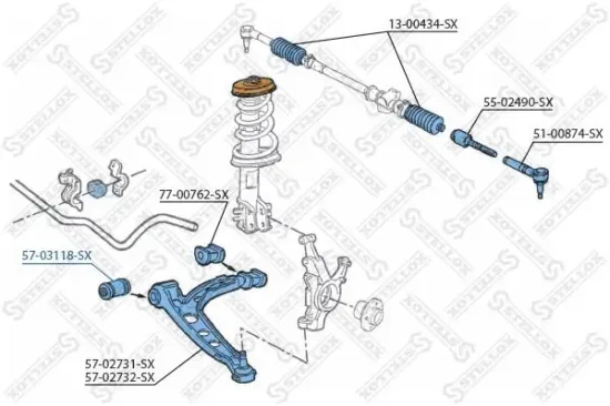 Lagerung, Lenker vorne Vorderachse links Vorderachse rechts STELLOX 57-03118-SX Bild Lagerung, Lenker vorne Vorderachse links Vorderachse rechts STELLOX 57-03118-SX