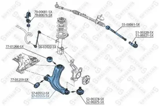 Lenker, Radaufhängung Vorderachse rechts STELLOX 57-03553-SX Bild Lenker, Radaufhängung Vorderachse rechts STELLOX 57-03553-SX