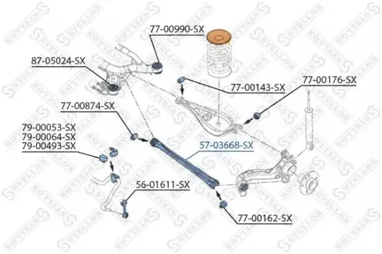 Lenker, Radaufhängung Hinterachse unten STELLOX 57-03668-SX Bild Lenker, Radaufhängung Hinterachse unten STELLOX 57-03668-SX