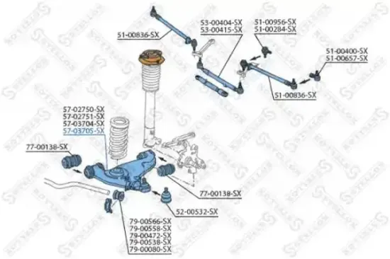Lenker, Radaufhängung Vorderachse rechts unten STELLOX 57-03705-SX Bild Lenker, Radaufhängung Vorderachse rechts unten STELLOX 57-03705-SX