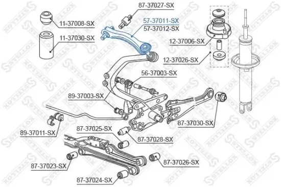 Lenker, Radaufhängung Hinterachse links oben STELLOX 57-37011-SX Bild Lenker, Radaufhängung Hinterachse links oben STELLOX 57-37011-SX