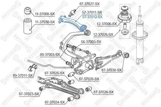 Lenker, Radaufhängung Hinterachse rechts oben STELLOX 57-37012-SX Bild Lenker, Radaufhängung Hinterachse rechts oben STELLOX 57-37012-SX