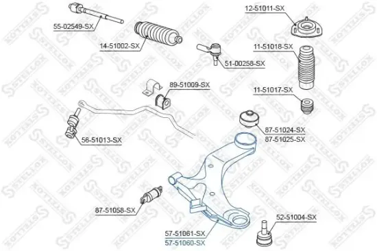 Lenker, Radaufhängung Vorderachse rechts STELLOX 57-51060-SX Bild Lenker, Radaufhängung Vorderachse rechts STELLOX 57-51060-SX