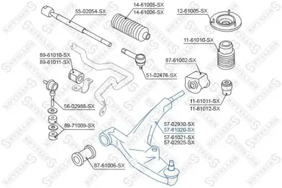 Lenker, Radaufhängung Vorderachse rechts STELLOX 57-61020-SX Bild Lenker, Radaufhängung Vorderachse rechts STELLOX 57-61020-SX