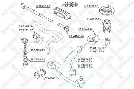 Lenker, Radaufhängung Vorderachse links STELLOX 57-61021-SX Bild Lenker, Radaufhängung Vorderachse links STELLOX 57-61021-SX