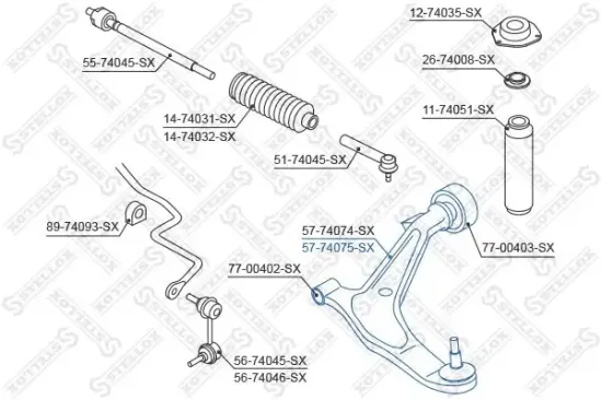 Lenker, Radaufhängung Vorderachse links STELLOX 57-74075-SX Bild Lenker, Radaufhängung Vorderachse links STELLOX 57-74075-SX