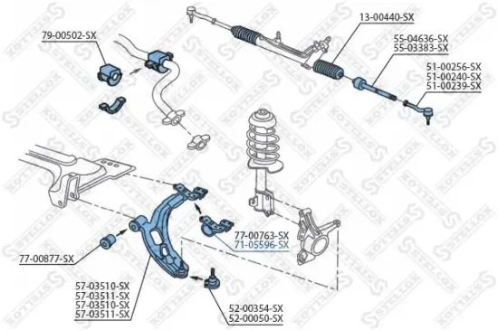 Lagerung, Lenker Vorderachse rechts hinten STELLOX 71-05596-SX Bild Lagerung, Lenker Vorderachse rechts hinten STELLOX 71-05596-SX