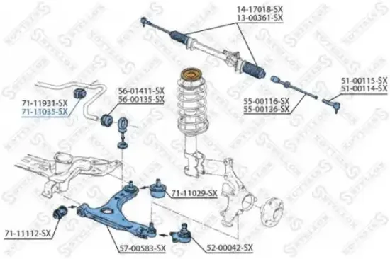 Lagerung, Stabilisator vorne STELLOX 71-11035-SX Bild Lagerung, Stabilisator vorne STELLOX 71-11035-SX