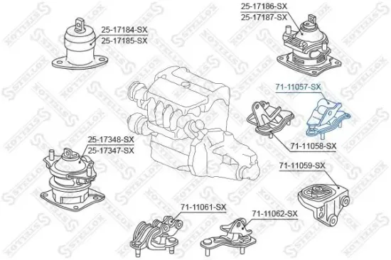 Lagerung, Automatikgetriebeträger hinten STELLOX 71-11057-SX Bild Lagerung, Automatikgetriebeträger hinten STELLOX 71-11057-SX