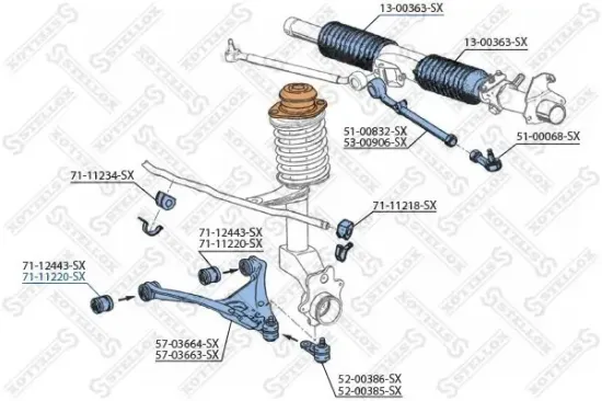 Lagerung, Lenker Vorderachse unten beidseitig STELLOX 71-11220-SX Bild Lagerung, Lenker Vorderachse unten beidseitig STELLOX 71-11220-SX