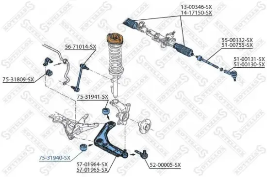Lagerung, Lenker Vorderachse unten vorne STELLOX 75-31940-SX Bild Lagerung, Lenker Vorderachse unten vorne STELLOX 75-31940-SX
