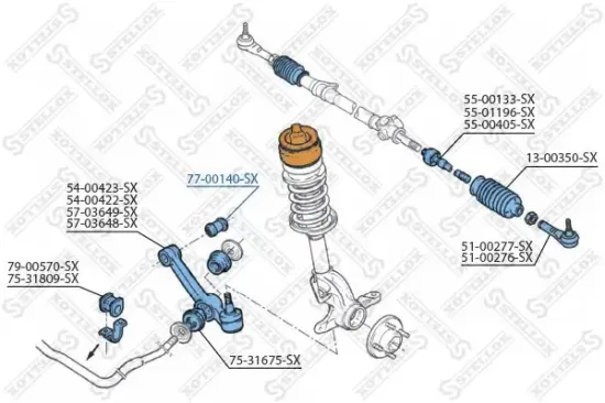 Lagerung, Lenker Vorderachse links Vorderachse rechts STELLOX 77-00140-SX Bild Lagerung, Lenker Vorderachse links Vorderachse rechts STELLOX 77-00140-SX