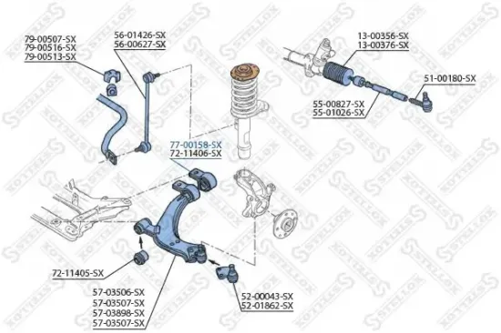 Lagerung, Lenker hinten Vorderachse links Vorderachse rechts STELLOX 77-00158-SX Bild Lagerung, Lenker hinten Vorderachse links Vorderachse rechts STELLOX 77-00158-SX