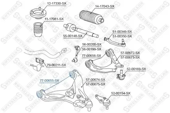 Lagerung, Lenker unten vorne hinten Vorderachse links Vorderachse rechts STELLOX 77-00655-SX Bild Lagerung, Lenker unten vorne hinten Vorderachse links Vorderachse rechts STELLOX 77-00655-SX