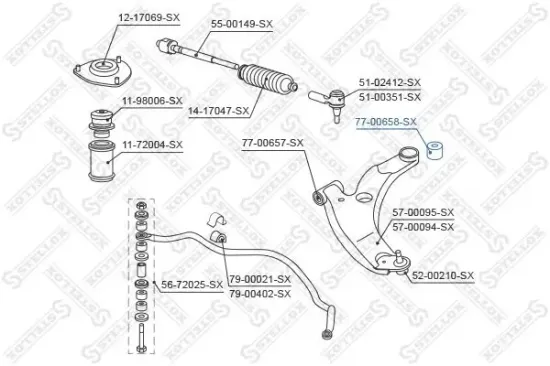 Lagerung, Lenker hinten Vorderachse links Vorderachse rechts STELLOX 77-00658-SX Bild Lagerung, Lenker hinten Vorderachse links Vorderachse rechts STELLOX 77-00658-SX